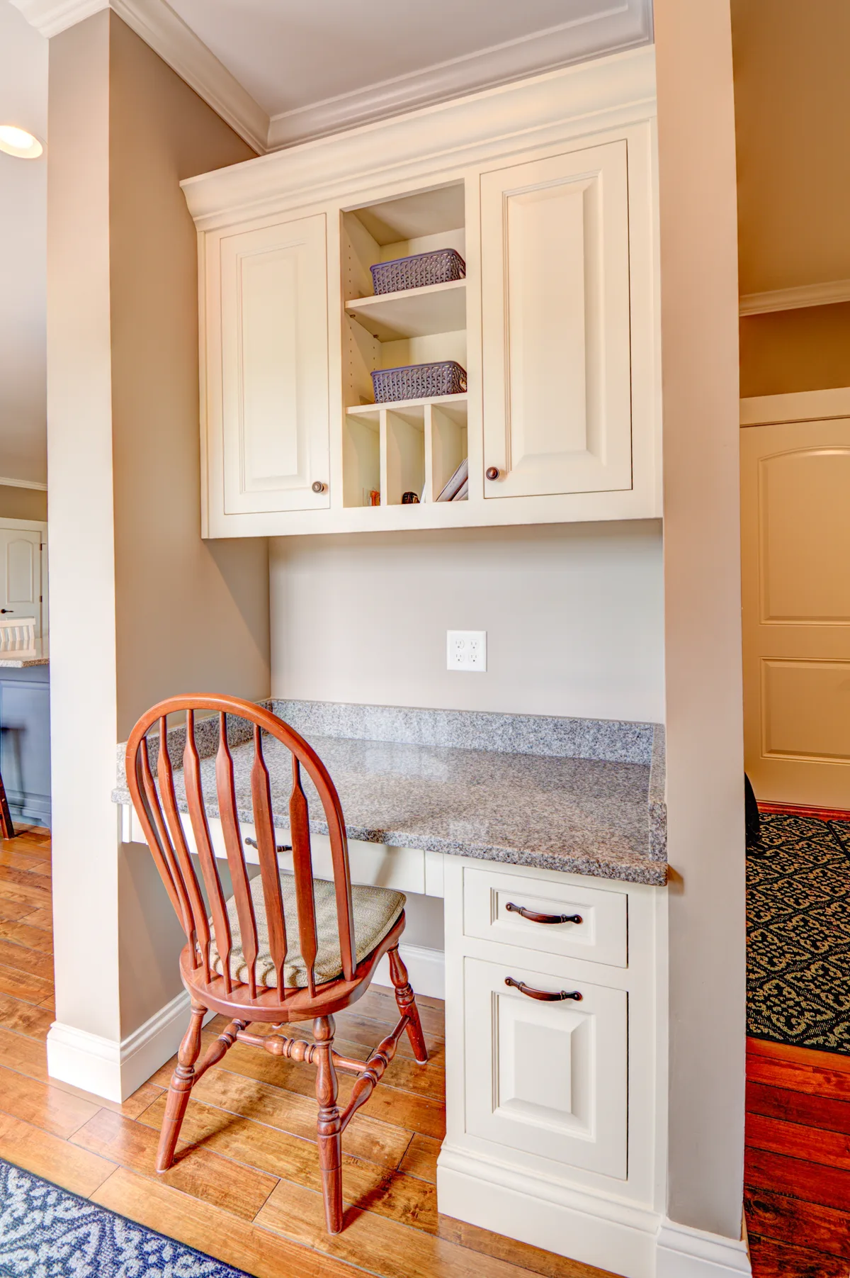 Built-in desk nook with granite top